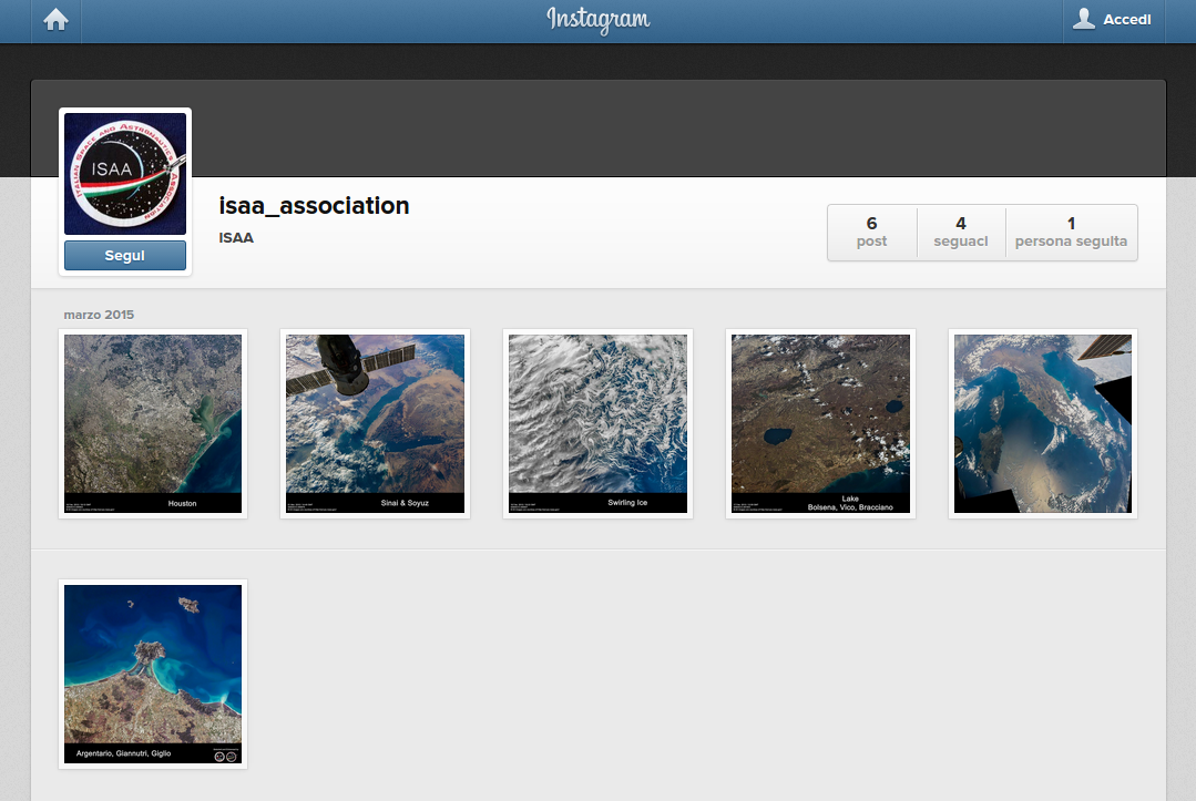 L'account di ISAA su instagram